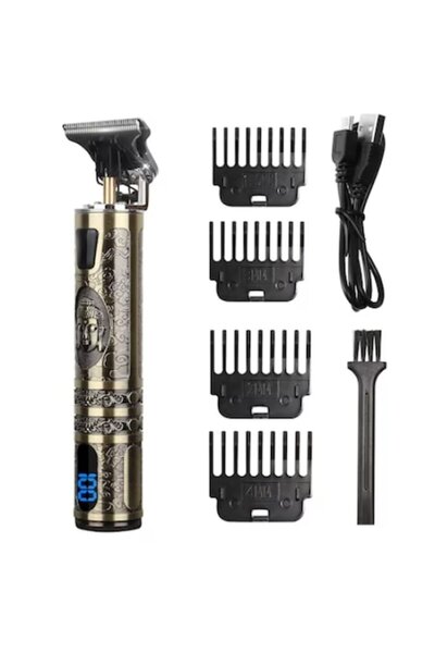 OEM Professional Hair Clipper, Digital Display, Fast Charging, USB Cable, Gold