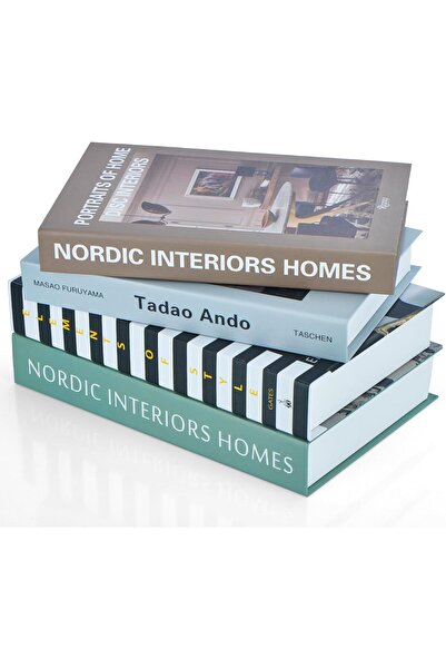 AZONEE مجموعة من 4 كتب ديكورية مزيفة لديكور المنزل (كلاسيكية)