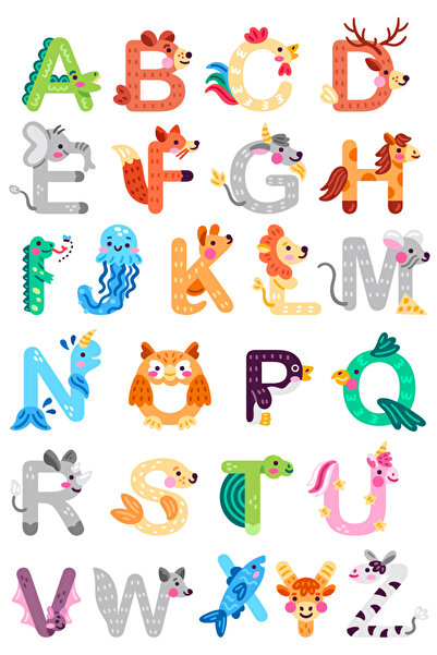 4Decor Autocolant decorativ – Alfabet colorat 60x90 cm