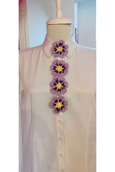 Handmade Elegance Gömlek Düğme-El Örgüsü Çiçek Motifi-Düğme Aksesuarı-Kıyafet...