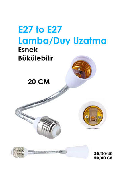 ANKTEK E27 Lamba - Duy Uzatma 20 Cm Metal Esnek Bükülebilir
