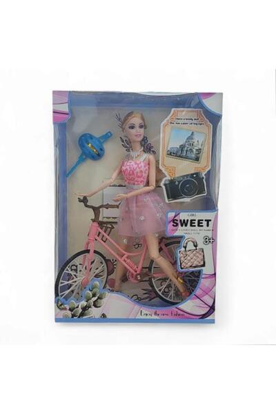 Meven Set Beauty Sweet Girl doll with pink bicycle – AL-1694