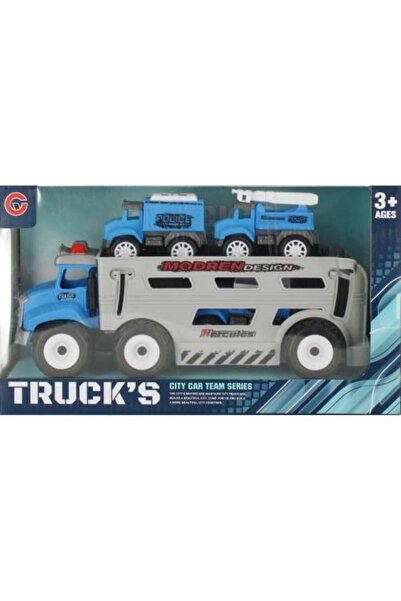 Meven Set Beauty Set of Tow Trucks and 3 Giant Creative Police Cars, Plastic, Gray/Blue
