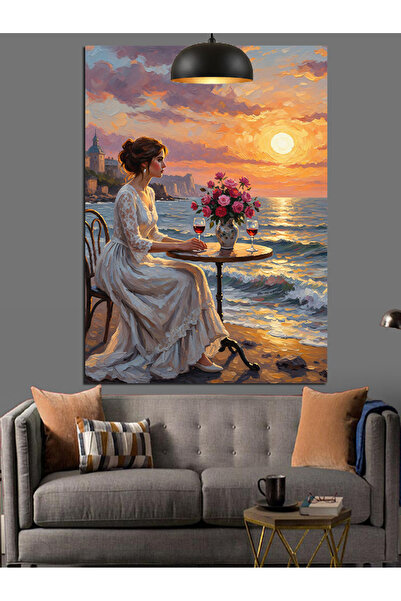 KanvasSepeti Frumoasă pictură în ulei de înaltă calitate pe plajă texturat Ca...