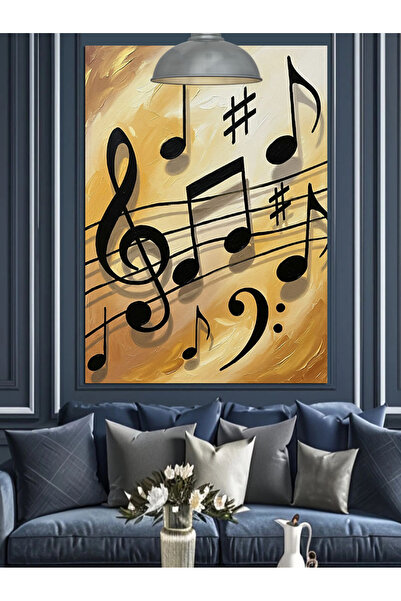 KanvasSepeti Note muzicale Pictură în ulei de înaltă calitate texturat Canvas...