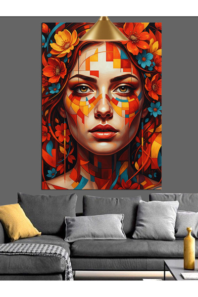 KanvasSepeti Flori colorate Pictură în ulei de înaltă calitate texturat Canva...