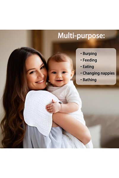 Duomama Soft Absorbent Muslin Burp Cloths, Pack of 3, Large 20 x 10 in (White)