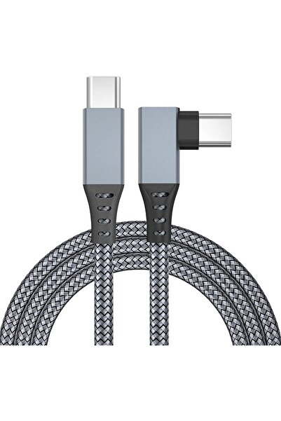 ZONEY 16.5Ft VR Link Cable USB to USB-C, 90° Type-C Nylon Braided for Meta Quest & PC (Grey)