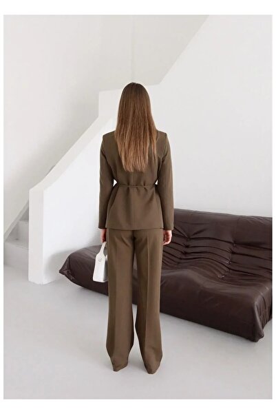 MYGİYİMİSTANBUL Tie Waist Blazer Jacket Pants Suit