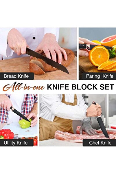 Generic Professional 9-Piece Kitchen Knife Set with Acrylic Block & Sharpener