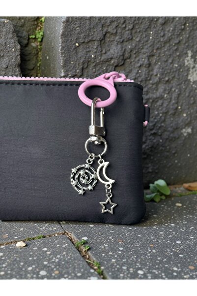 WhimsyWhite Vortex Spiral Keychain, Minimal Design Handmade Bag Charm, Wallet...