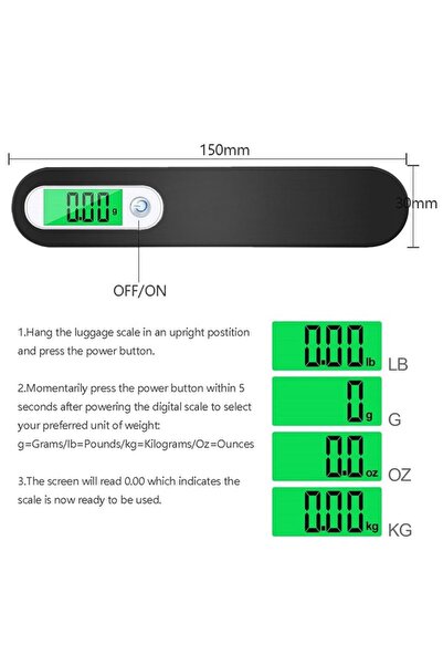 JZS Luggage Weight Scale Digital Hanging 50kg Travel Black