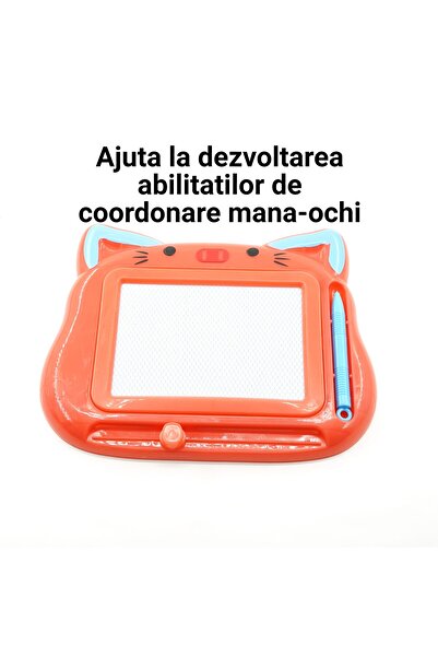 Flippy Dalip Magnetic Writing and Drawing Board, Cat Model, with Stylus, 23.2x18.5 cm, Red