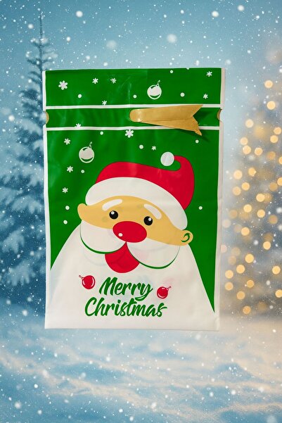 Christmas 🎄Merry Christmas Christmas Gift Bag, Santa Claus Pattern with Bow – 34×22 cm🎄
