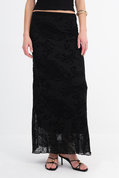 Addax Patterned Long Skirt E12798