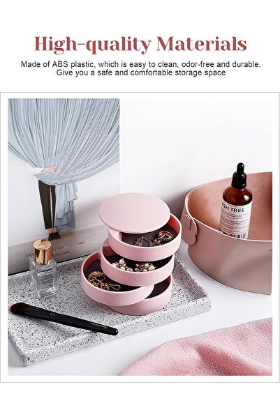 Yelajoy 4-Layer Rotating Jewelry Organizer Small Jewelry Storage Box - Pink