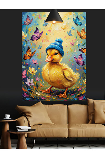 KanvasSepeti Синьоглава патица Висококачествена маслена боя Текстура Платно П...