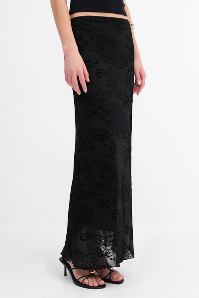 Addax Patterned Long Skirt E12798