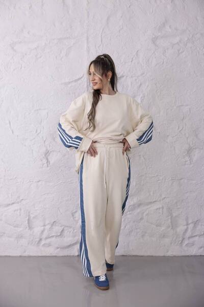 BRGCLOTHING 100% Cotton 3 Thread Denim Detailed O Oversized Cotton Tracksuit Set