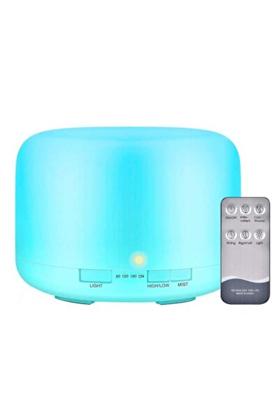 YWX Aromatherapy Diffuser Ultrasonic Humidifier 500 ml LED 7 Colors with Remote, White