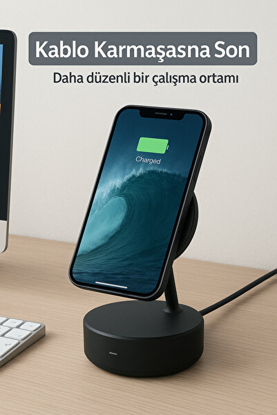 Zineets Wireless Kablosuz Şarj Standı Apple Iphone - Android Uyumlu 15w Hızlı - Telefon