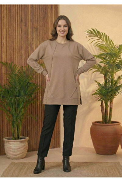 Birol Triko Women's Beige Buttoned Tunic