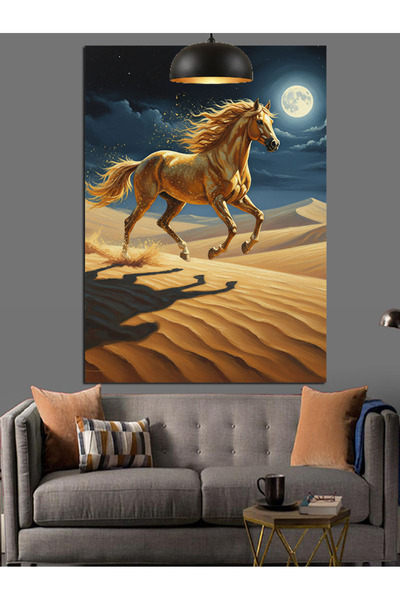 Tablo Mega Çölde Koşan At Resmi Dekoratif Kanvas - Mdf Ahşap Tablo