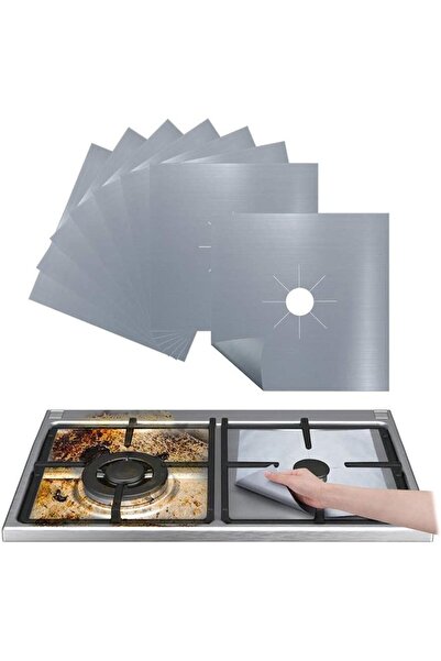 OEM Set of 8 Starlight Reusable Teflon Stove Protector Sheets, 0.12 mm, 27x27 cm, Silver