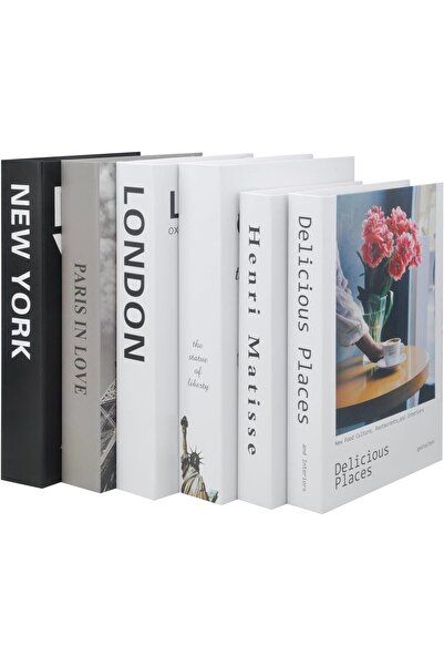 WOKICOR Pack of 6 Decorative Fake Books for Home Decor (A)