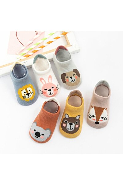 JZS Baby Non Slip Socks 6 Pairs Cotton Cartoon Animal Ankle Socks