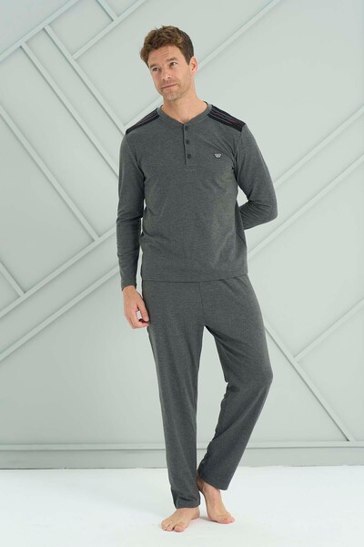 REMSA Ανδρικό Σετ Πιτζάμες Μακρυμάνικο Χτενισμένο Βαμβάκι 2215 Ανθρακί01