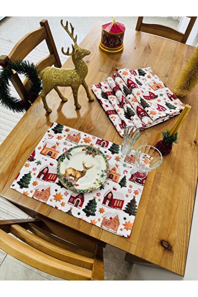 White Alamode Christmas Themed American Tableware, Christmas Table Decoration Set of 6