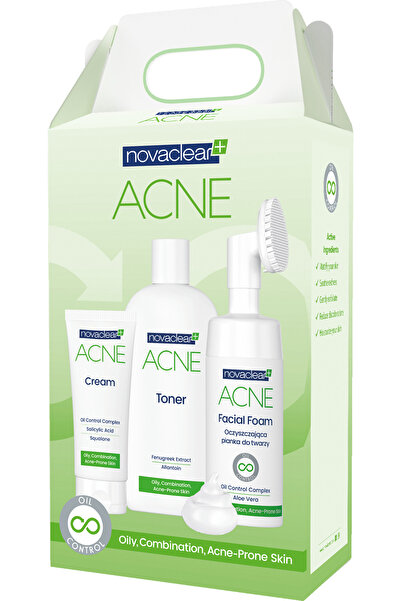 Novaclear Kit pentru acnee (spumă facială, toner, cremă)