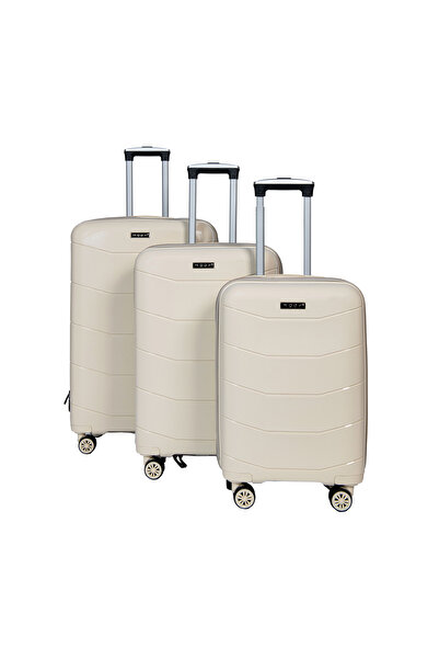 Moda Çanta Mp-21 Si̇li̇kon 3'lü Krem Vali̇z Seti̇