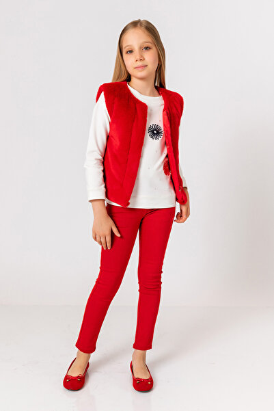 incity Girl's Red Plush Vest