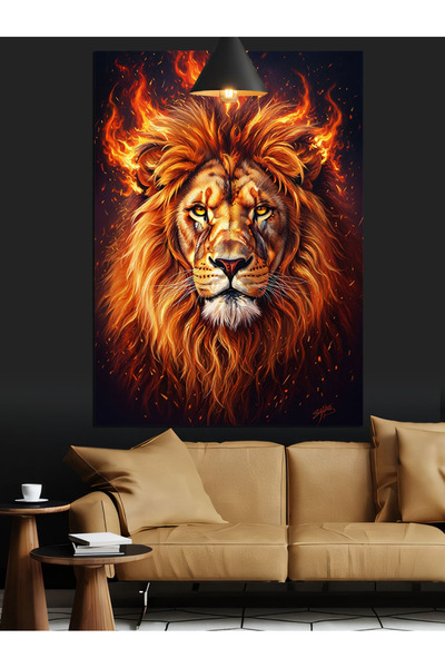 KanvasSepeti Cap de leu Pictură în ulei de înaltă calitate texturat Canvas Ca...