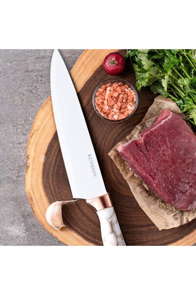 Generic 9-Piece White Cracked Handle Kitchen Knife Set with Acrylic Stand