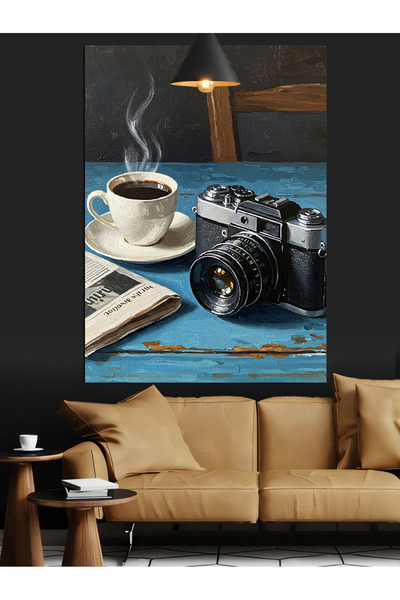 KanvasSepeti Ceașcă de cafea Pictură în ulei de înaltă calitate texturat Canv...