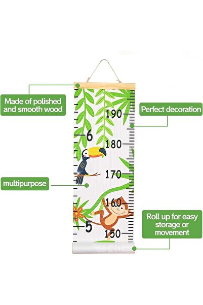Generic ملصق حائط لجدول طول أطفال بوليفيا - مسطرة خشبية لقياس النمو 20×200 سم...