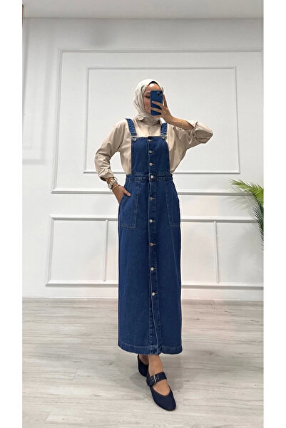 Zerenyus Skirted Salopet Enzyme Super Stone Wash Dark Blue