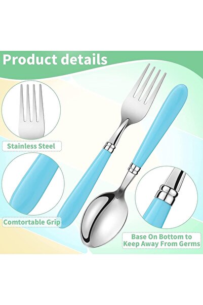 X SPRING Kids Fork & Spoon Set - 3 Stainless Steel Self-Feeding Sets with Travel Cases