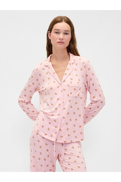 GAP Kadın Açık Pembe Modal Pijama Üstü