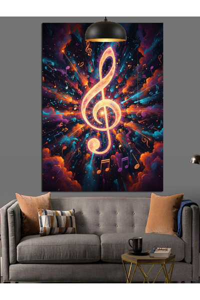 KanvasSepeti Notă muzicală sol Pictură în ulei de înaltă calitate texturat Pâ...