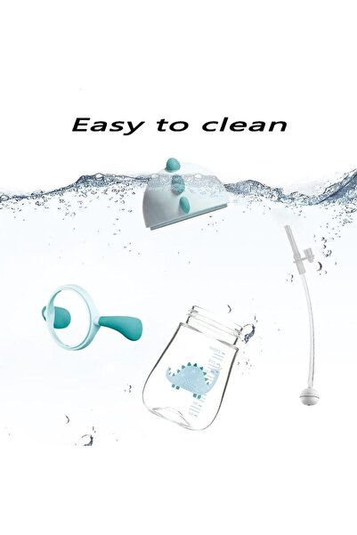 Aputue Anti-Spill Sippy Cup 240ml with Weighted Straw & Easy-Grip Handles (8+ months)