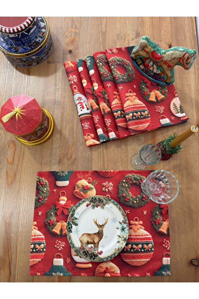 White Alamode Christmas Themed American Tableware, Christmas Table Decoration Set of 6