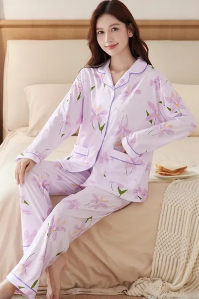 Muchmy Floral Comfort Women's Pajama Set Girls Two Pieces Lounge Wear Pajama