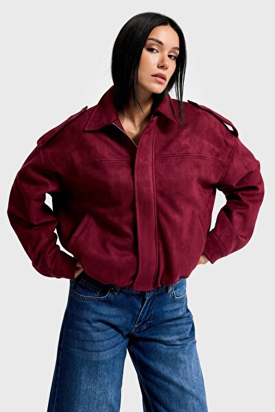 its basic Γυναικείο μπουφάν από ύφασμα σουέτ με χαλαρή εφαρμογή w5-35 Bomber Fit