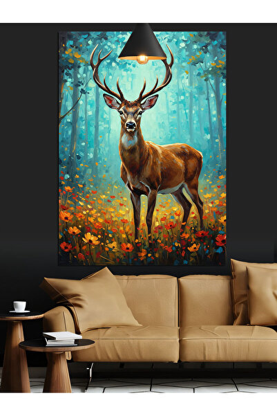 Artmeg Căprioară cu coarne în păpușile de macișe din pădure - Tablou decorati...