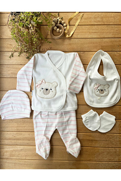 BABY ZUHU طقم خروج من المستشفى للأطفال حديثي الولادة مكون من 5 قطع، وردي اللو...