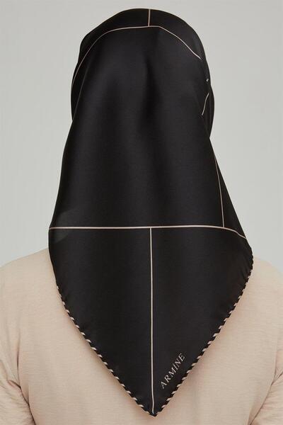 Armine Sura Silk Scarf Black, Mink